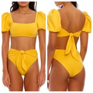 New! SET Agua Bendita Eileen Isabella Puff Sleeve Bikini 10922 12635
